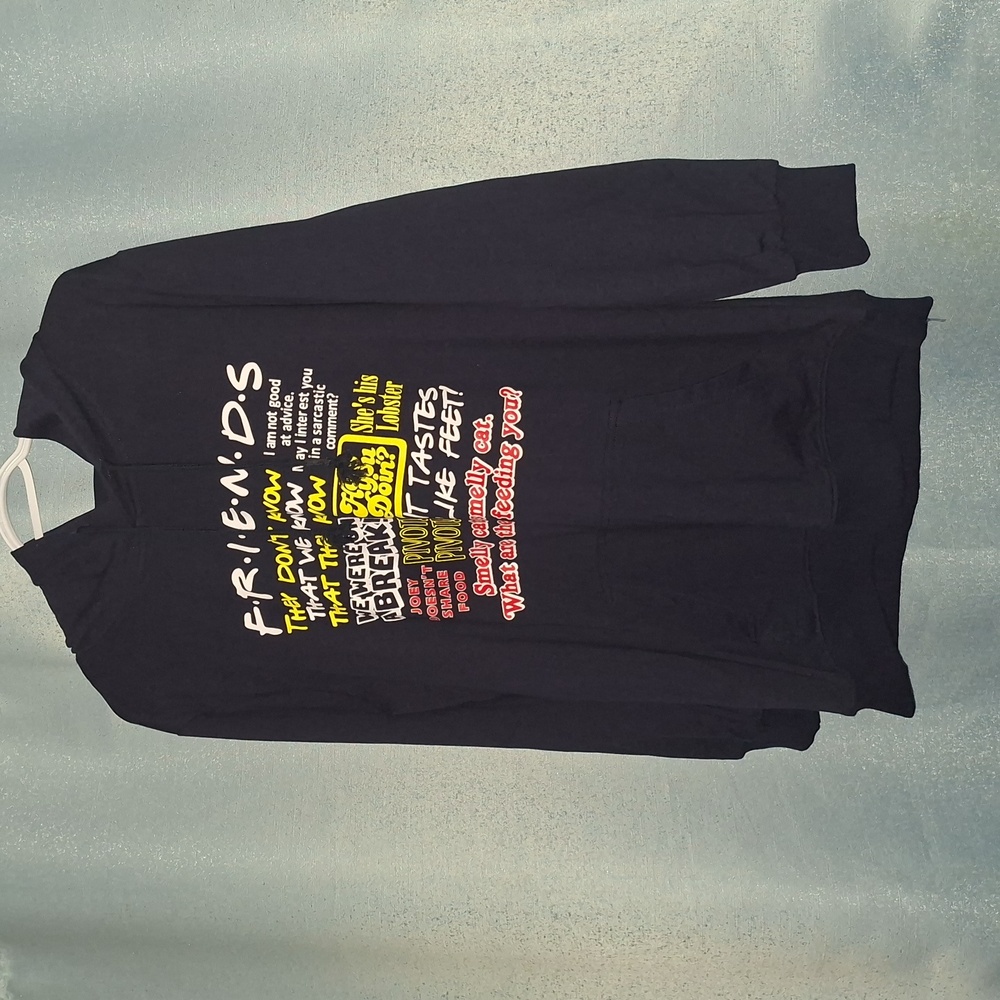 Rare Official Friends Merchandice Black Hoodie with Colorful Friends Graphic